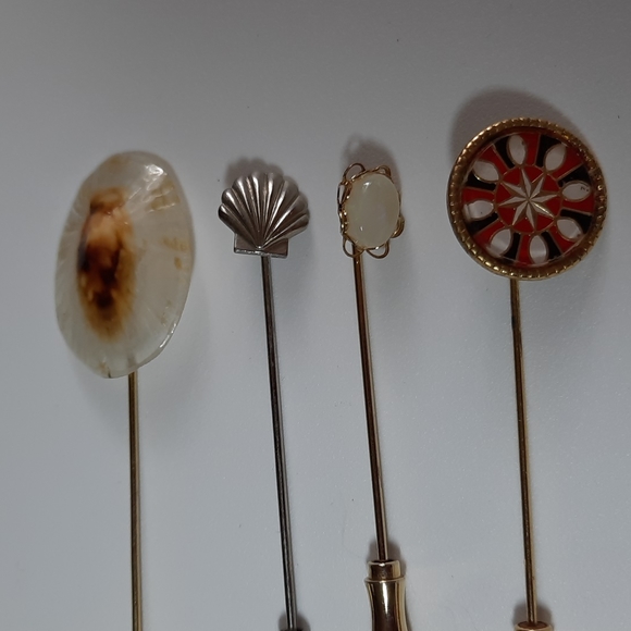 Four (4), Stick Pins, 3 Gold Tone, 1 Silver Tone - Picture 2 of 6